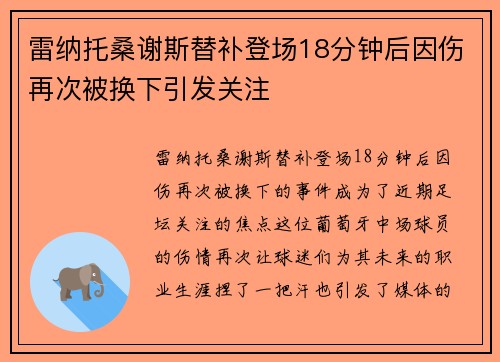 雷纳托桑谢斯替补登场18分钟后因伤再次被换下引发关注